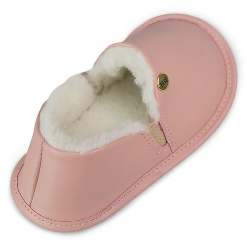 pantufa infantil forrada couro rosa